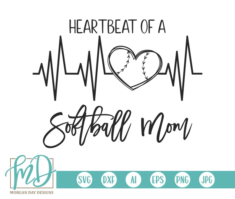 Softball Heartbeat SVG Softball Mom SVG Softball SVG Etsy