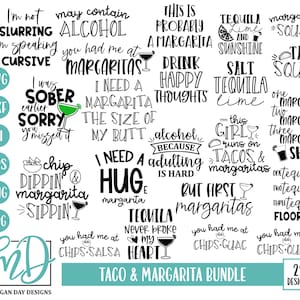 Taco Bundle SVG, Margarita Bundle SVG, Cinco De Mayo SVG, Tequila svg, Taco svg, Mexican Food svg, Drinking svg, Margarita svg, Cricut