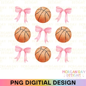 Baloncesto coqueto PNG, Lazo rosa estético PNG, Mamá del baloncesto PNG, Club social preppy, Camiseta de moda, Diseño de sublimación, Descarga digital