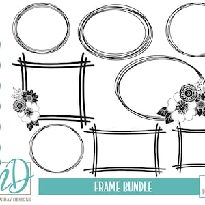 Frame SVG Bundle, Bundle SVG, Floral Frame SVG, Wreath svg, Floral Wreath svg, Mother&#39;s Day, Wedding, Monogram Frame, Circle Frame, Clipart