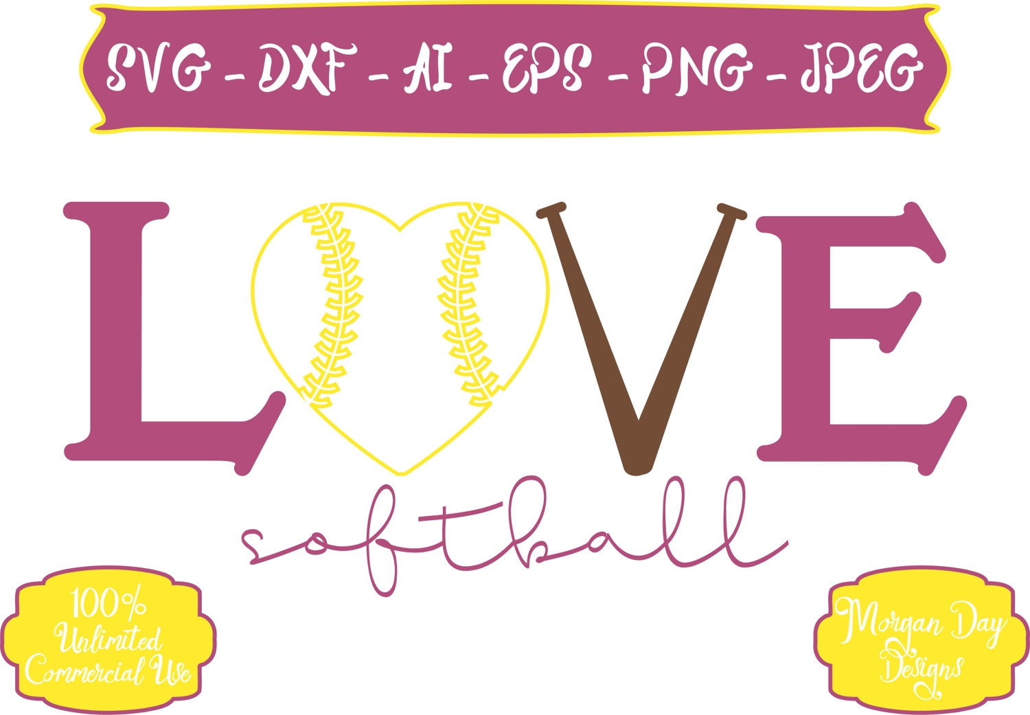 Download Softball SVG Love Softball SVG Softball SVG Sports svg | Etsy