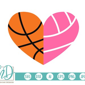 Basketbal SVG, volleybal SVG, basketbal hart SVG, volleybal hart SVG, volledige hart volledige schema SVG, grootste fan SVG, trotse moeder SVG