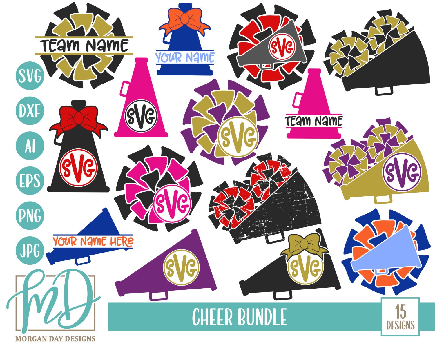 Download Cheer Bundle SVG Cheerleader Bundle SVG Cheer Monogram SVG ...