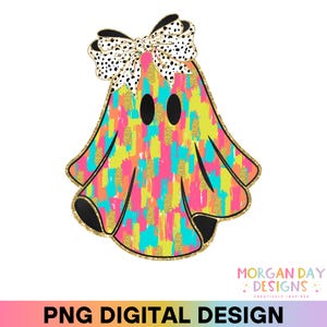 Fantasma glitterato oro Coquette colorato PNG, Fantasma pennellata PNG, Halloween glamour PNG, Punti dalmata PNG, Halloween carino da ragazza, Autunno PNG