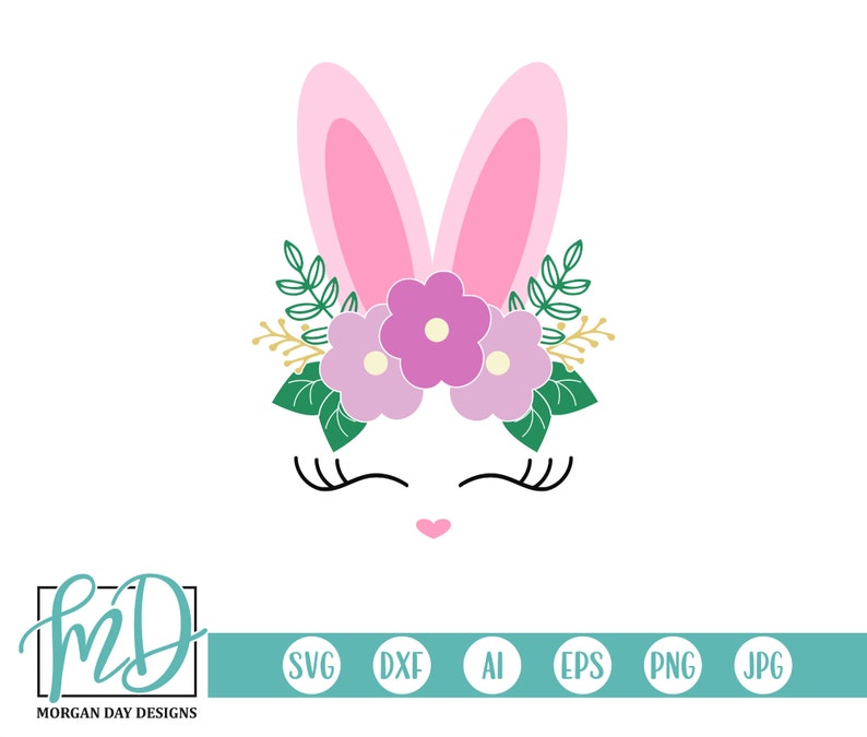 Bunny SVG Easter svg For Girls Girl Bunny svg Bunny Ears Floral Bunny svg Floral svg Easter Bunny SVG Easter SVG Png Bunny Face svg
