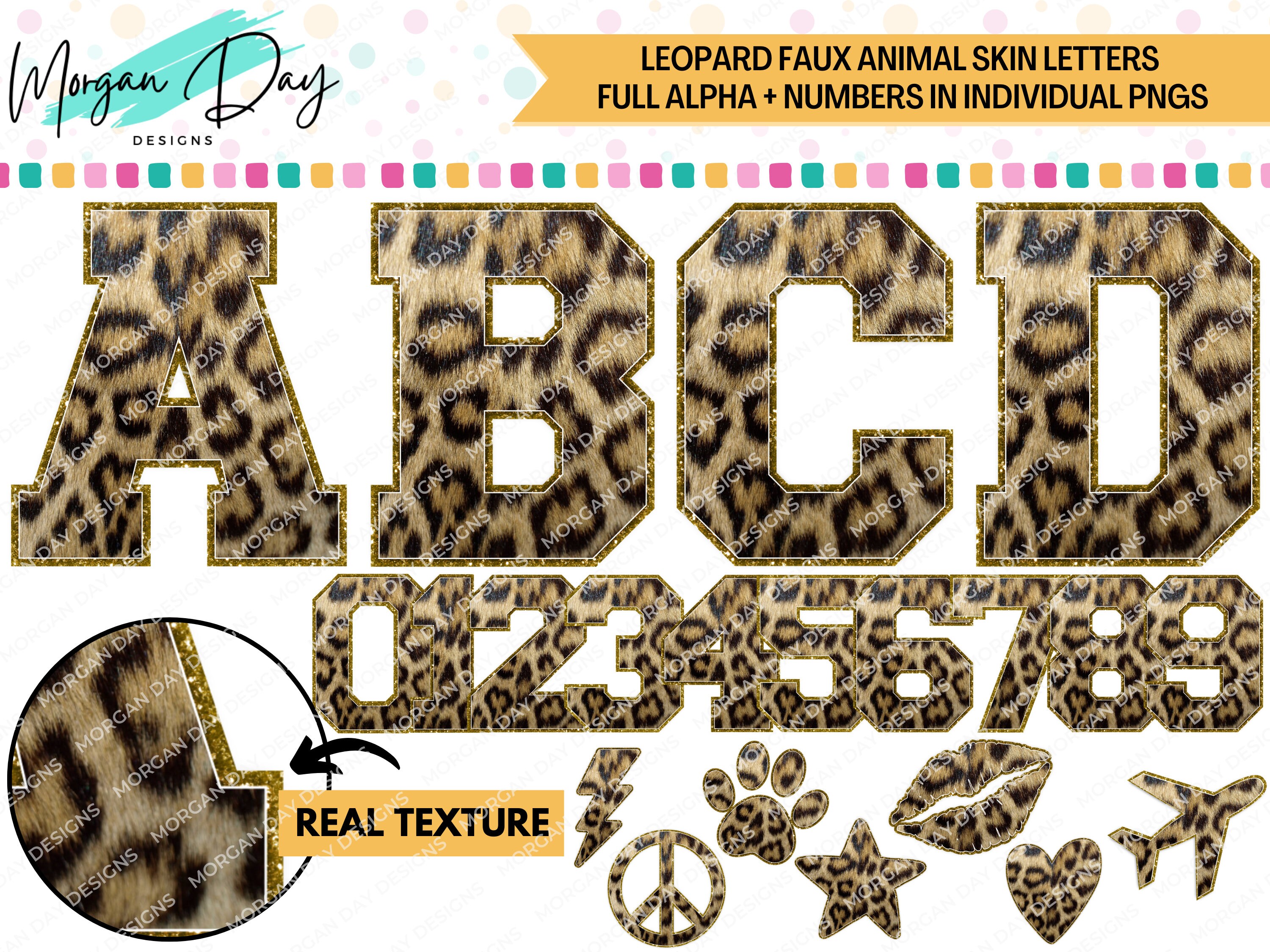 Leopard Patch Letters with Glitter Bkg Graphic by chipandellie · Creative  Fabrica