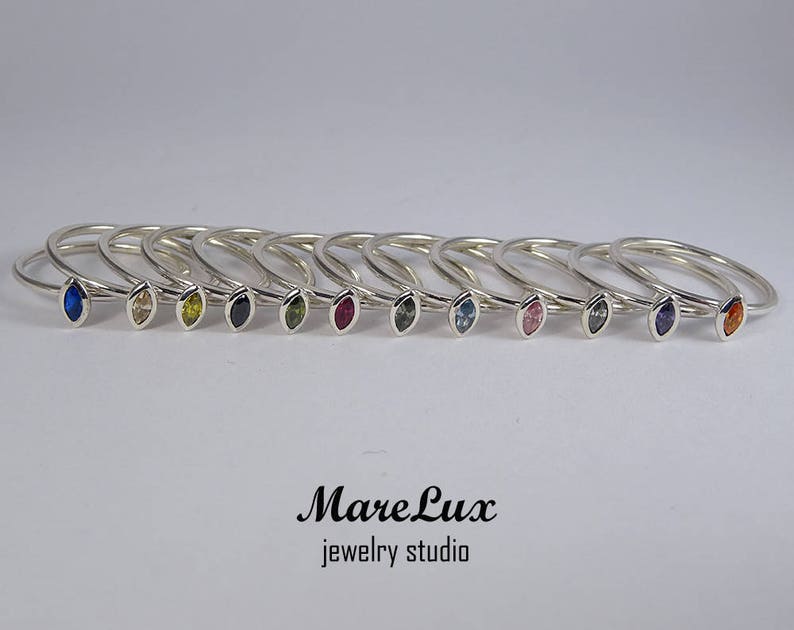 Stacking Silver Marquise Cut Sapphire Ring Sapphire Marquise Silver Ring Synthetic Blue Sapphire Marquise Ring September Birthstone Ring