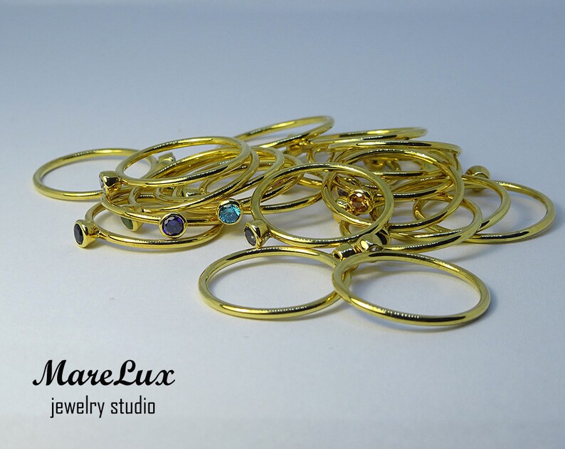 Natural Citrine 14K Yellow Gold Plated Ring 14K Gold Plated Citrine Ring Yellow Genuine Citrine Stackable Ring Yellow Engagement Ring