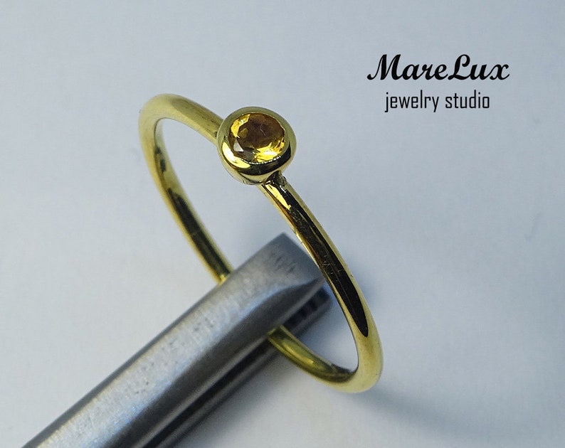 Natural Citrine 14K Yellow Gold Plated Ring 14K Gold Plated Citrine Ring Yellow Genuine Citrine Stackable Ring Yellow Engagement Ring