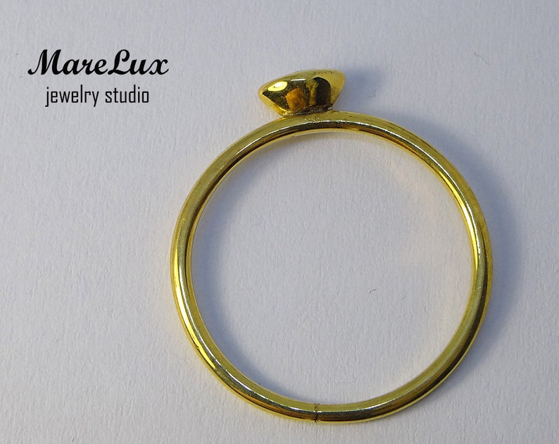 9K Solid Gold Marquise Tourmaline Ring October Birthstone Gold Ring Synthetic Green Tourmaline Ring Stackable Tourmaline 9K Solid Gold Ring