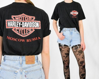 80s vintage harley davidson t shirt moscow russia t shirt mens m womens 1980s