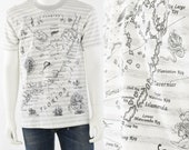 90s vintage striped graphic print map of Florida Keys T shirt mens L Anvil