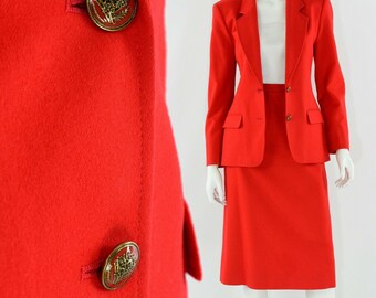 ladies red skirt suit