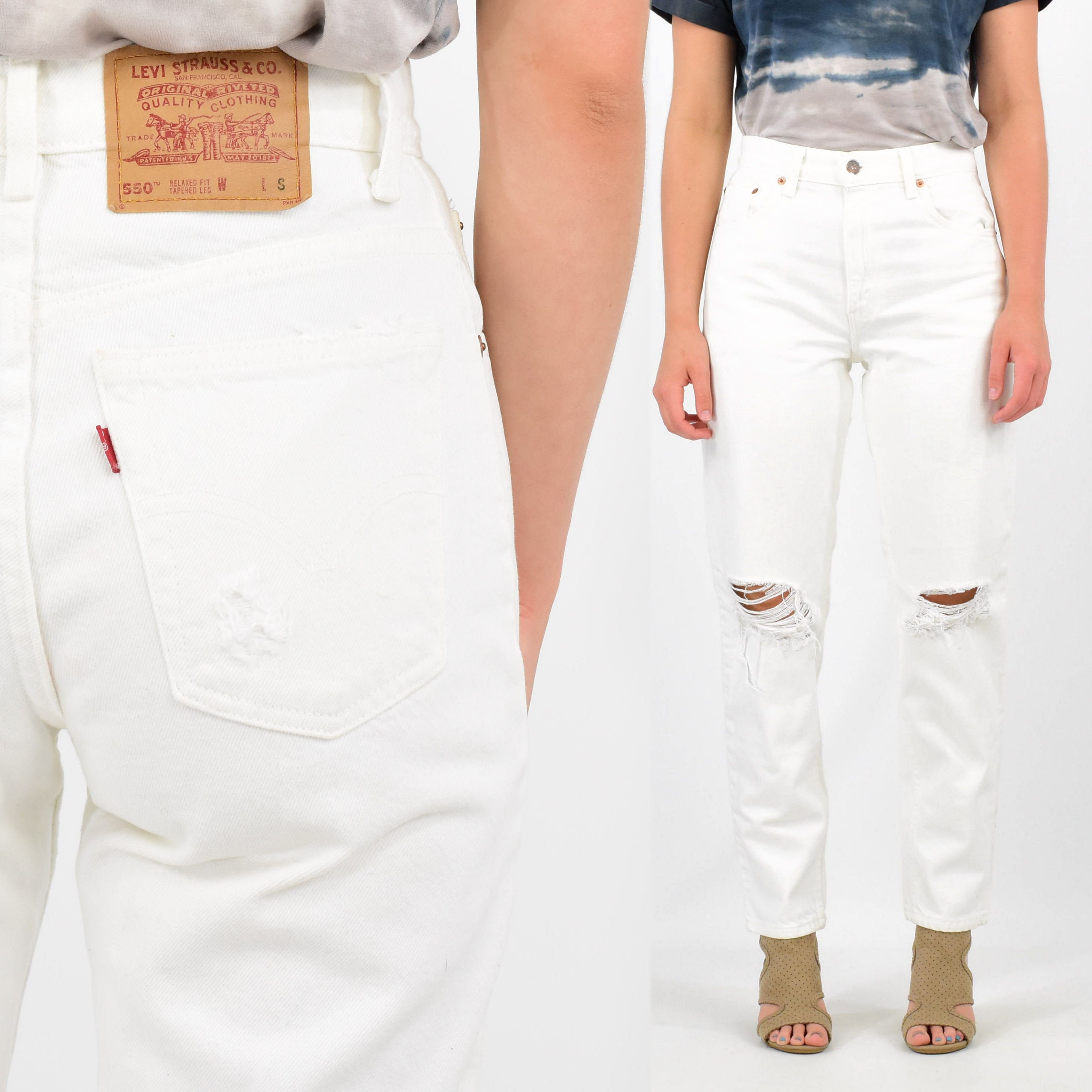 White ripped on sale levi jeans