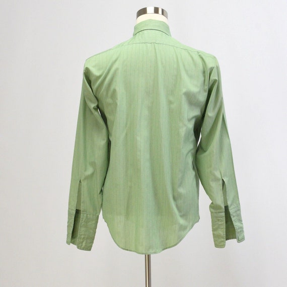 80s Vintage Mens Green Tonal Striped Shirt Size X… - image 6