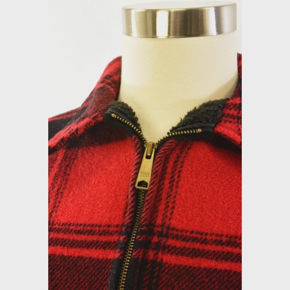 70s Vintage Mens L Woolrich Field Jacket Red Buffalo Plaid Wool