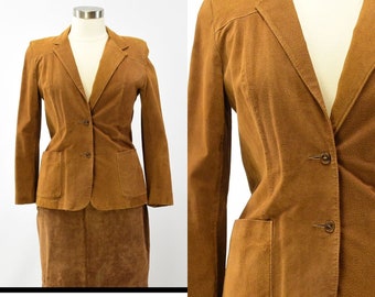 70's Vintage Women's 12 or L Brown Leather Blazer