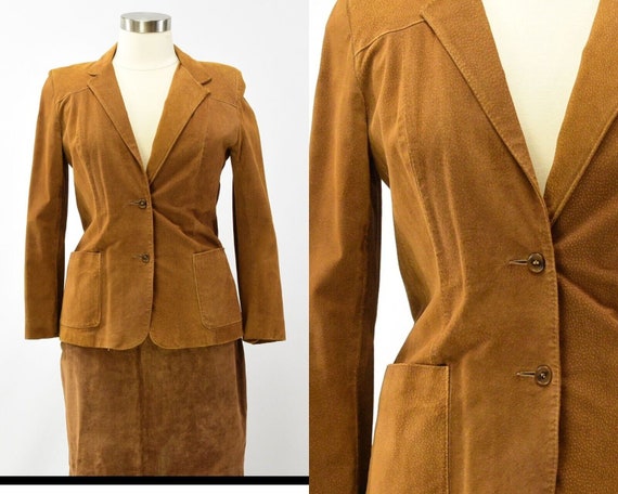 70's Vintage Women's 12 or L Brown Leather Blazer - image 1