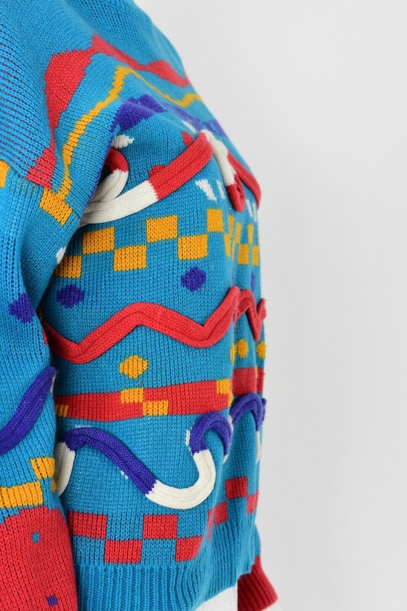 90s vintage novelty sweater geometric artsy color… - image 2