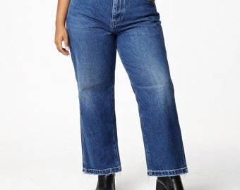 70s Vintage Rustler High Rise Western Jeans Womens 38x29 Plus Size Dark Blue