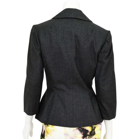 Stunning 40s Vintage Peplum Blazer Charcoal Gray … - image 4