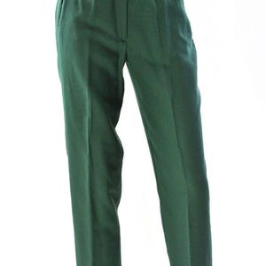 80s Vintage Green High Pleated Waist Pants Womens 2 Straight Leg Cristinas