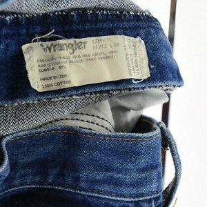70s Vintage Wrangler Jeans Blue Wash Straight Leg Womens M 8 10 34L Western Boho Tall Long Jeans image 4