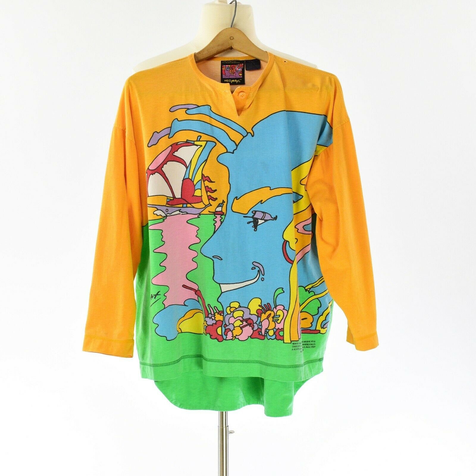 1987 Vintage Peter Max Psychedelic Graphic Henley Shirt Womens - Etsy