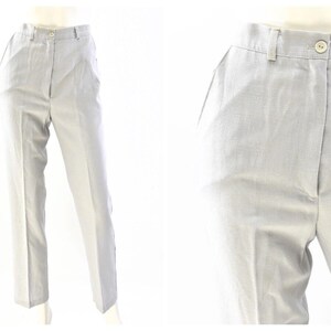 80s Vintage Pale Gray High Waist Pants Womens 2 Straight Leg La Bene&#39;