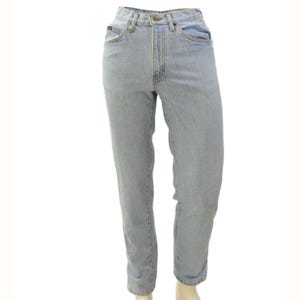 80s Vintage Light Wash Tapered Jeans 31x32 Minimal Dad Fit Casual HIS by Chic