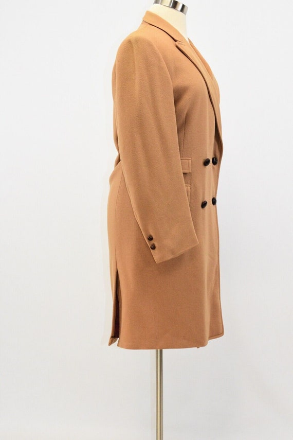 80s Vintage Womens Tan Double Breasted Wool Coat … - image 4