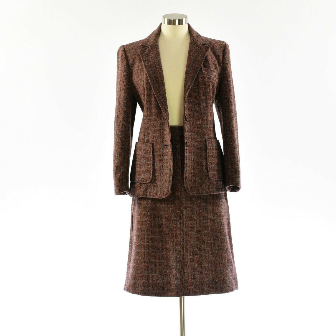 70s Vintage Womens Tweed Skirt Suit Blazer Size 14 | Etsy