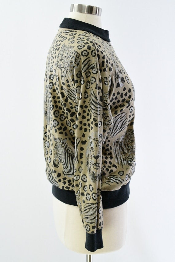 80s Vintage Womens M Novelty Print Top Big Cats &… - image 3