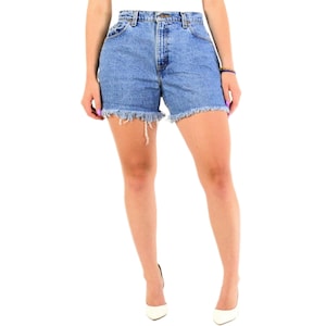 90s Vintage Levis Jean Shorts Womens 18 XL High Rise Raw Hem Grunge Denim USA Made Blue Jean Cutoffs Festival Summer Plus Size Shorts