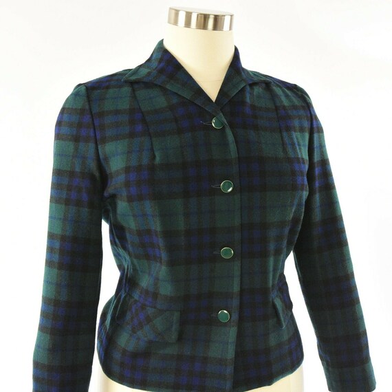 50s Vintage Pendleton Plaid Jacket Blazer Womens L - image 2