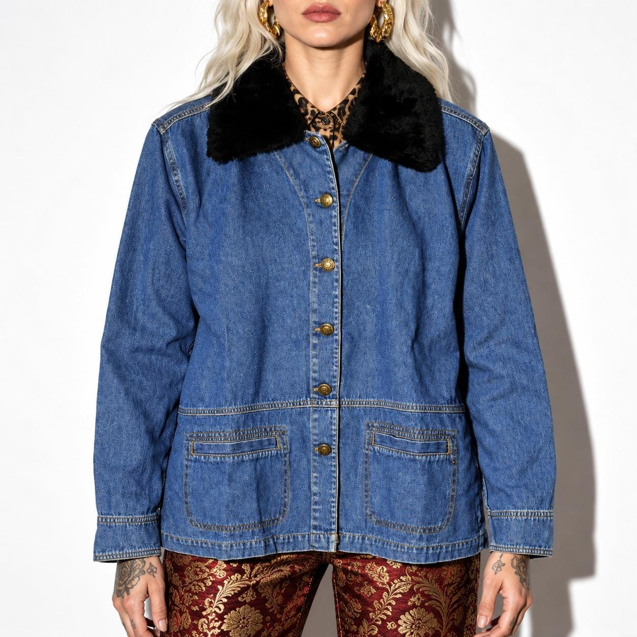 Denim Jacket Y2k Fur - Etsy