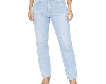 80s Vintage Chic Light Wash Jeans Womens 2 26" High Waist Tapered Leg USA Blue