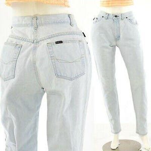 80s Vintage High Waist Super Light Wash CHIC Jeans Womens Size 10 Tapered Leg