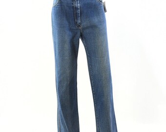 70s Vintage Sears Jeans Women’s Size 14 Medium Wash High Rise Wide Straight Leg