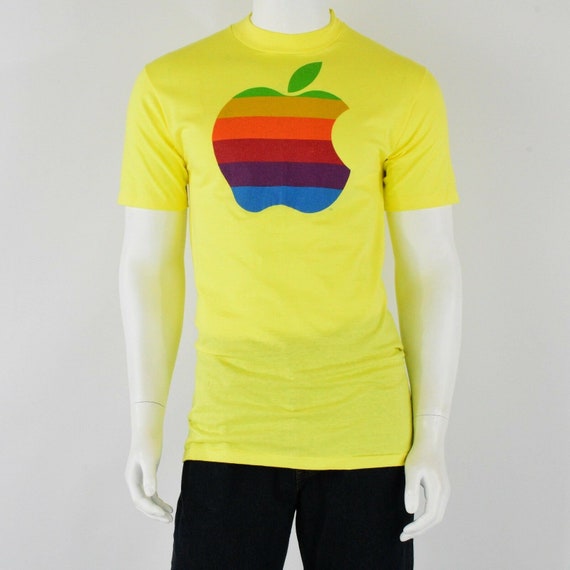 1980s vintage apple rainbow t shirt super soft! d… - image 2