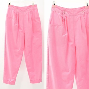 Vintage Bubble Gum Pink Pants High Waist Tapered Leg Womens 6