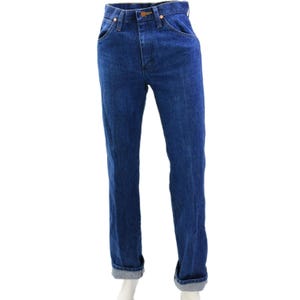 70s Vintage Wrangler Jeans Blue Wash Straight Leg Womens M 8 10 34L Western Boho Tall Long Jeans image 1