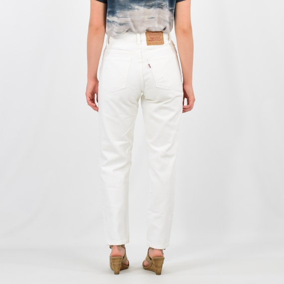 90s Vintage Womens White Levis High Waist Jeans D… - image 7