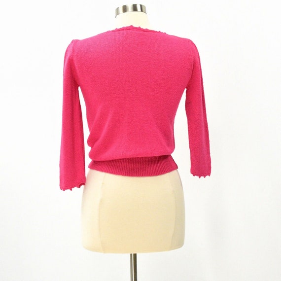 70s Vintage Bright Pink Silk Sweater Womens S Boa… - image 4