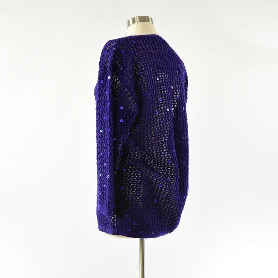 90s Vintage Purple Sequined Tunic Sweater Oversiz… - image 4