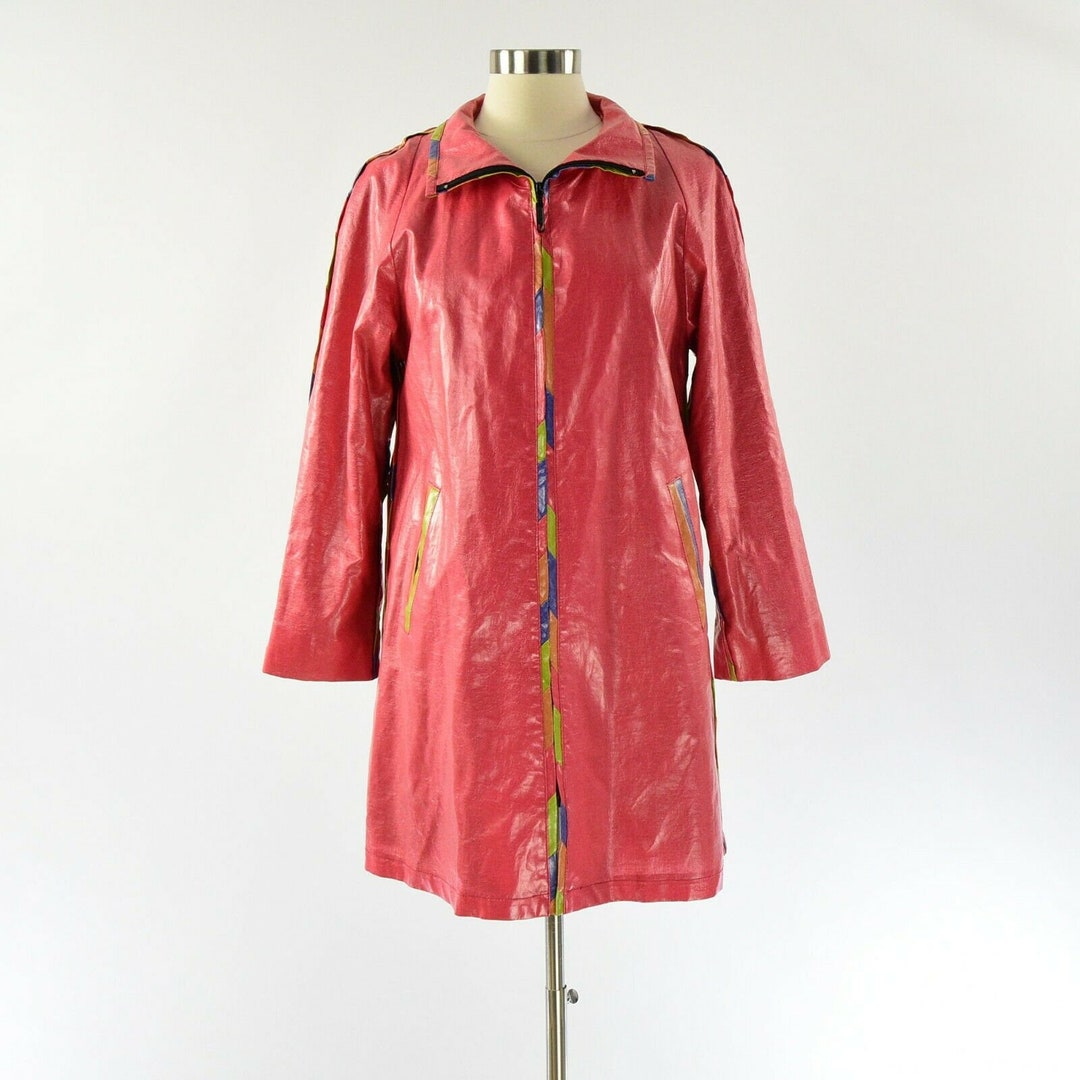 80s Vintage Womens S Mary Lou Ozbolt Storer Pink Rain Coat Wearable Art ...