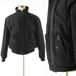 90s Vintage Members Only Wool Bomber Jacket Charcoal Gray Mens 44
