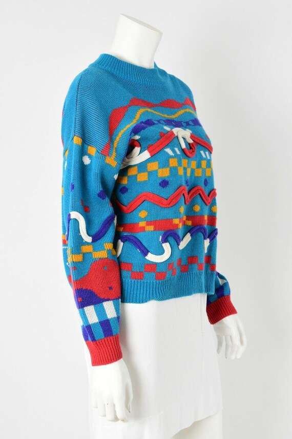 90s vintage novelty sweater geometric artsy color… - image 3