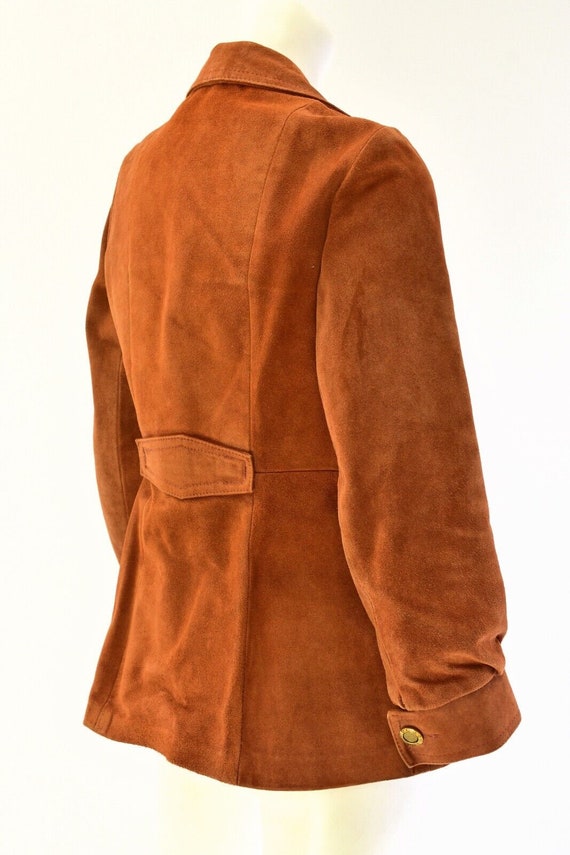70s Vintage Burnt Orange Suede Leather Coat Women… - image 6