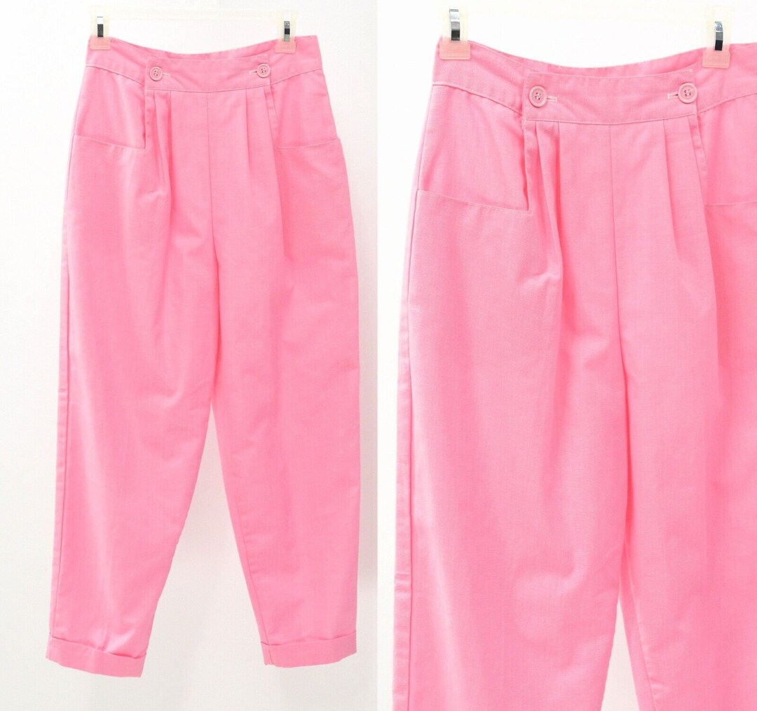 Vintage Bubble Gum Pink Pants High Waist Tapered Leg Womens 6 Etsy